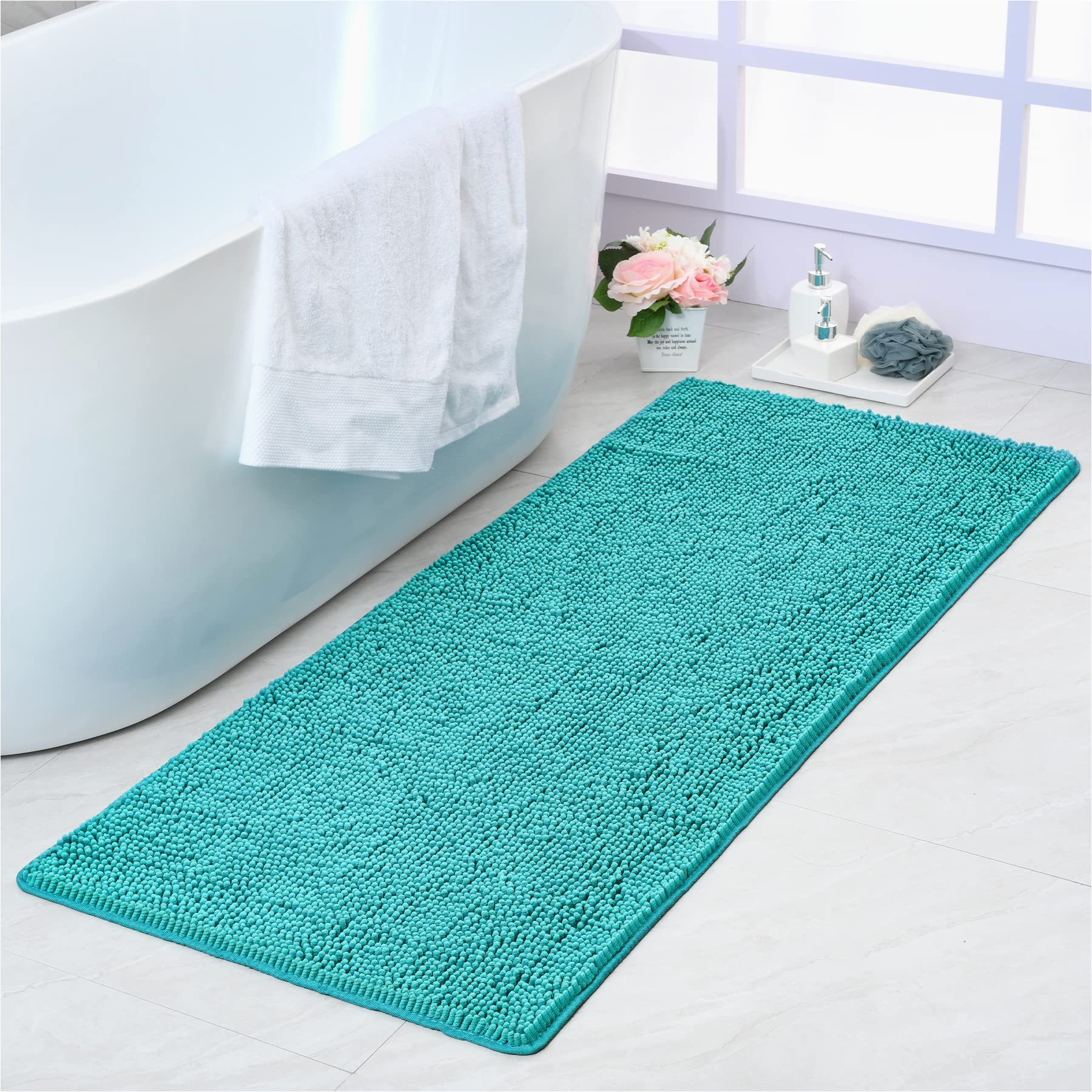 Bed Bath Bathroom Rugs Noahas Bath Rugs 24” X 60” Large Runner Bathroom Rug, soft Luxury Chenille Bathroom Mats with Non-slip Backing, Throw Absorbent Carpet for Bath …