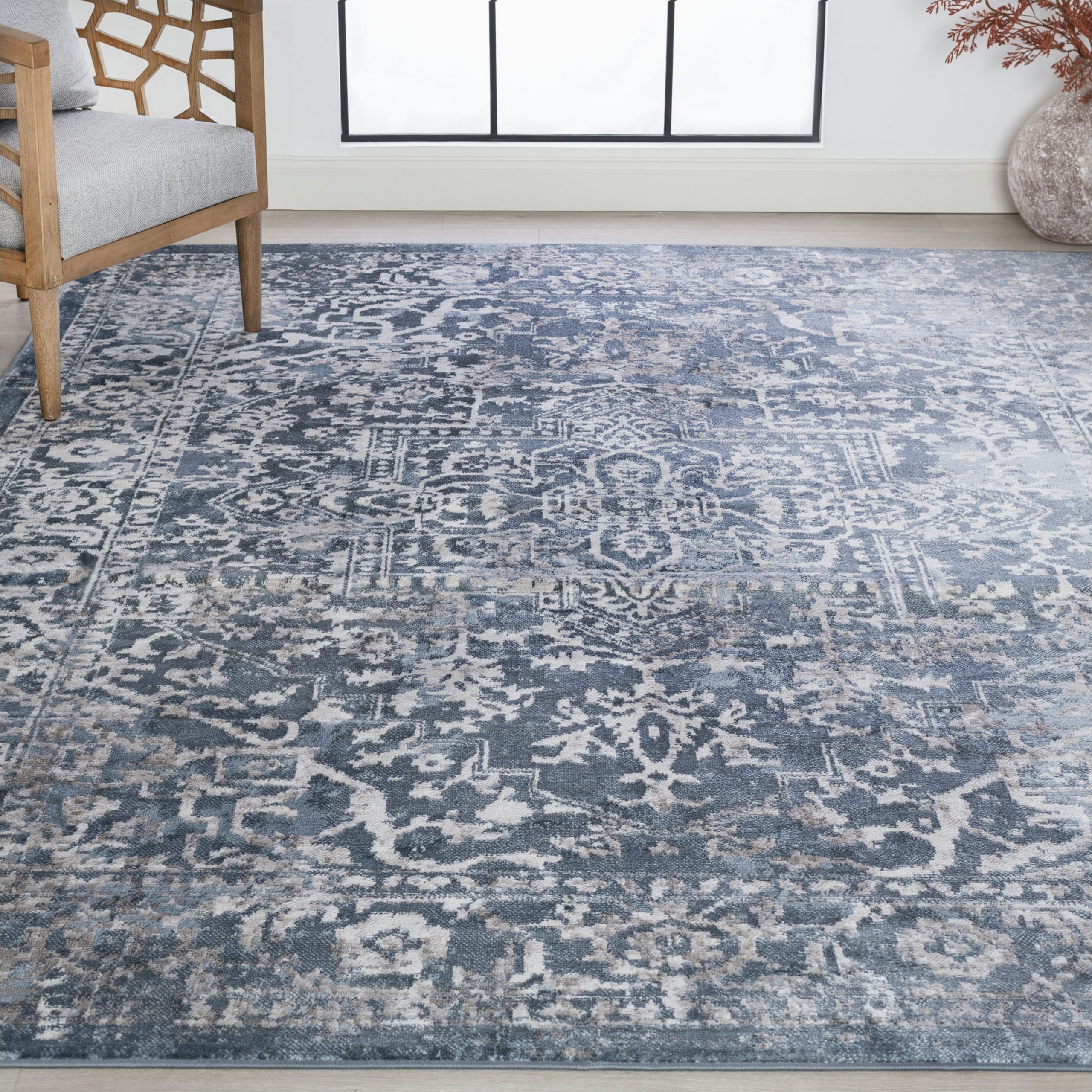 Blue and White Rug Walmart Traditional 5×7 area Rug (5’3” X 7’3”) oriental Blue Living Room Easy to Clean