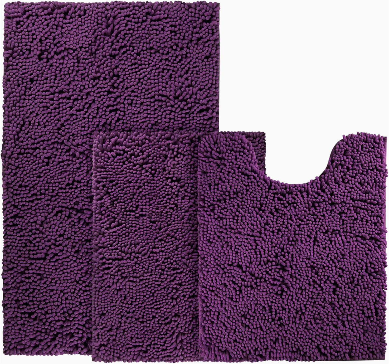 Dark Purple Bath Rug Set bysure Deep Purple Bathroom Rugs Sets 3 Piece Non Slip Extra Absorbent Shaggy Chenille Bathroom Rugs and Mats Sets, soft & Dry Bath Rug/mat Sets for …
