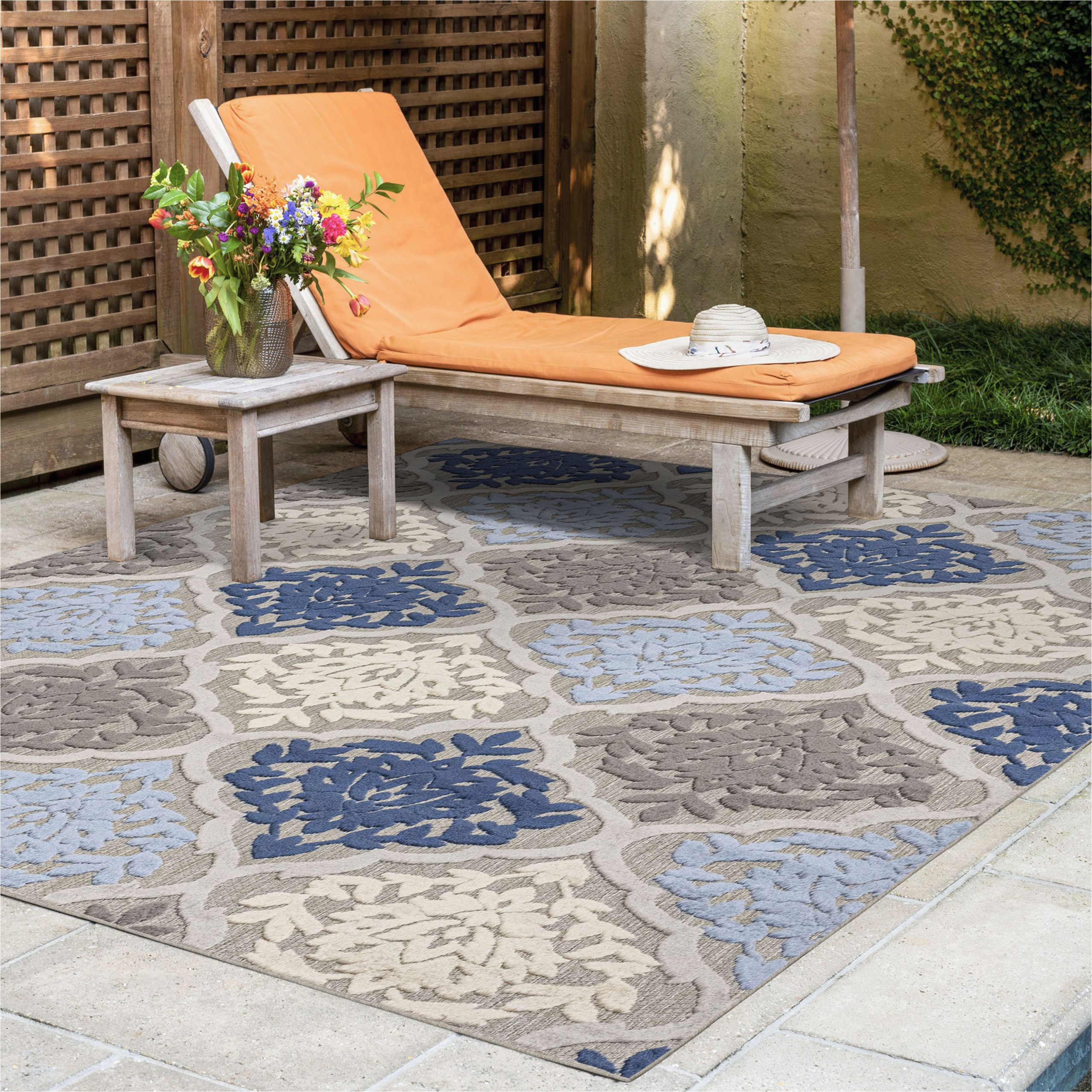 Elements Indoor Outdoor Citra Medallion area Rug Modern 8×10 area Rug (7’11” X 10’3”) Medallion Blue, Gray Indoor Outdoor Rectangle Easy to Clean