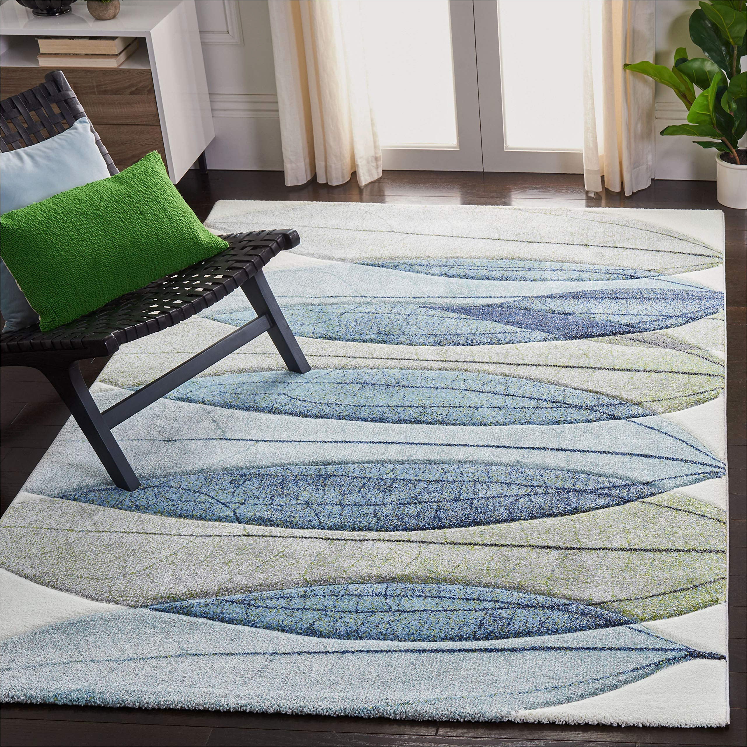 Encore Hand Carved area Rugs Stretto Multi Safavieh Hollywood Collection 8′ X 10′ Ivory/blue Hlw703a Mid-century Modern Non-shedding Living Room Bedroom Dining Home Office area Rug