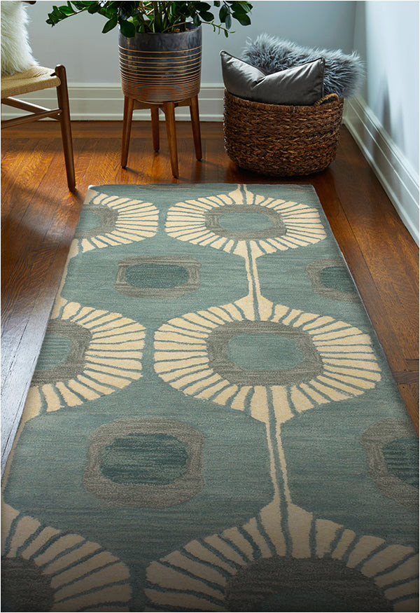 Fremont Wool Aqua area Rug Bashian Chelsea St103 Aqua Rug