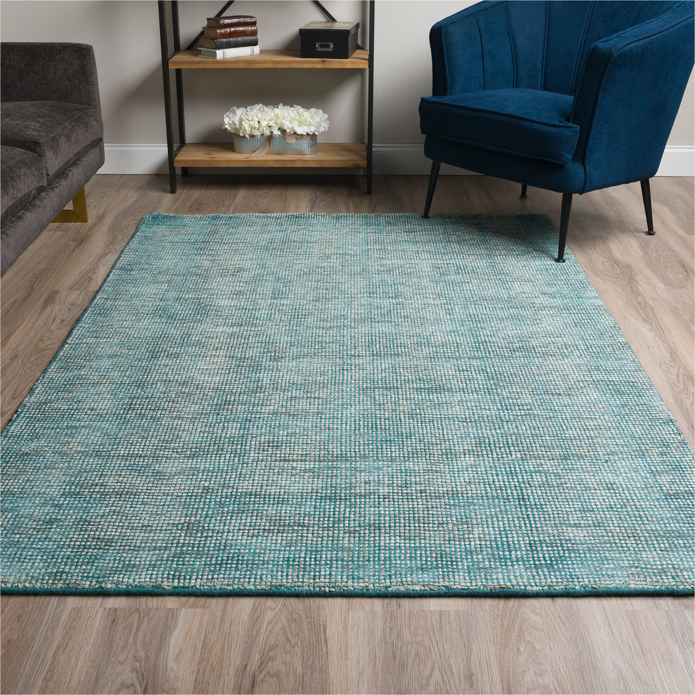 Fremont Wool Aqua area Rug Dominic Hand Looped Teal area Rug