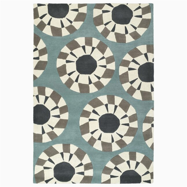 Fremont Wool Aqua area Rug Kaleen origami 8 X 10 Wool Grey Indoor Geometric Mid-century …