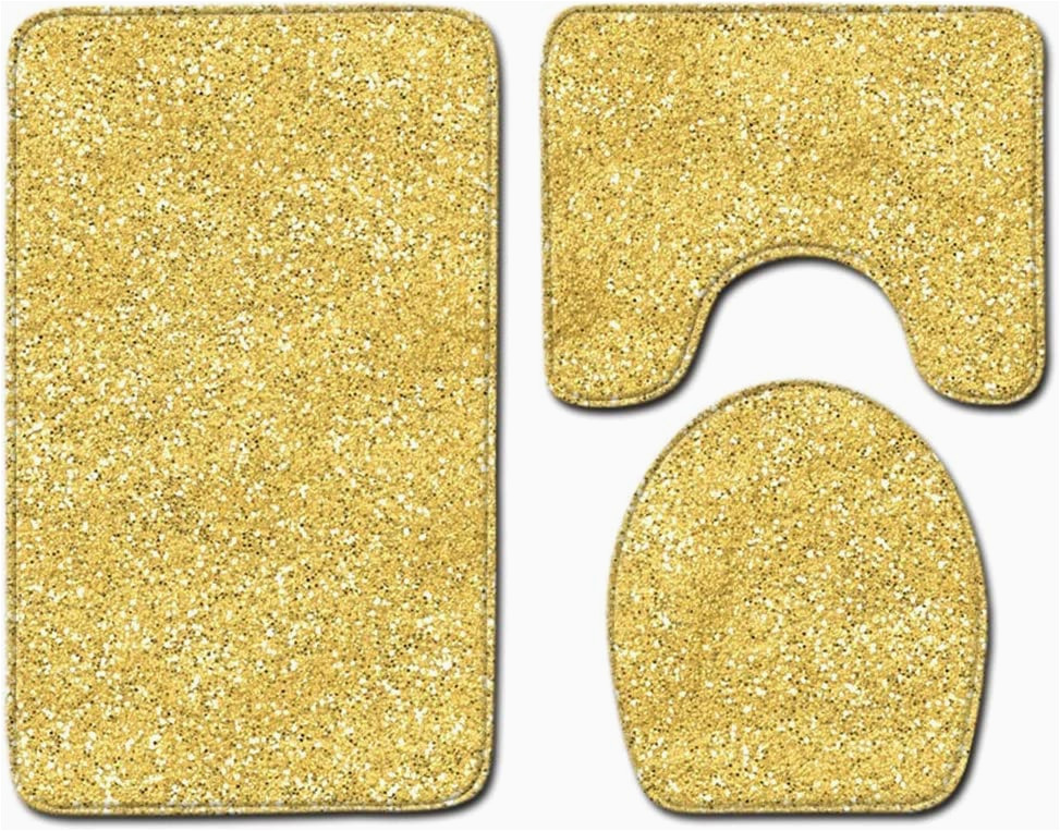 Gold Colored Bath Rugs Jymtd Placer Gold Grinding Pins 3 Piece Bathroom Mat Set Non-slip …