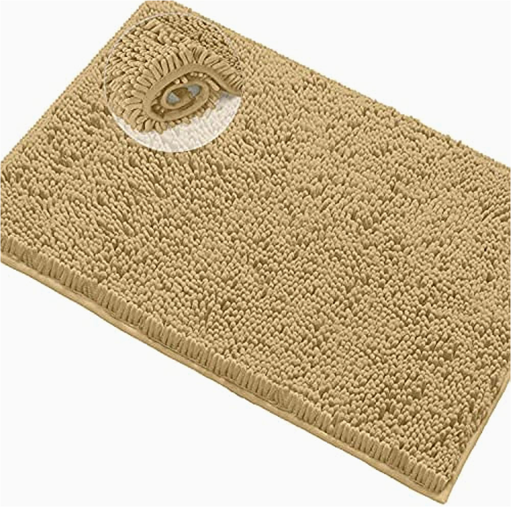 Gold Colored Bath Rugs Ultra soft Texture Chenille Plush Bath Rugs Floor Mats, Bath Rug Non Slip Microfiber Door Mat for Kitchen / Entryway / Living Room, 32 by 20 Inches,