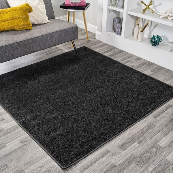 Home Depot Square area Rugs Jonathan Y Haze solid Low-pile Black 5 Ft. Square area Rug Seu100i …