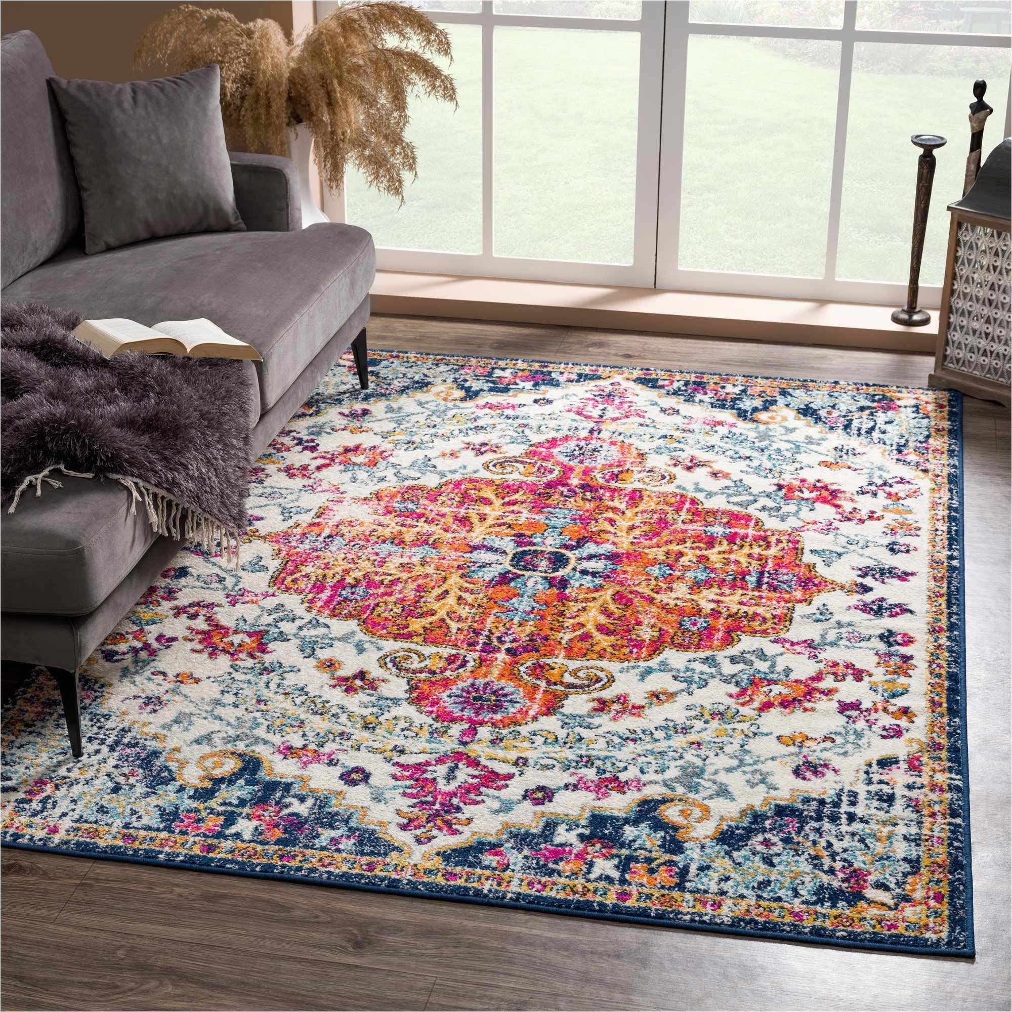 Inexpensive oriental Style area Rugs New Bodrum oriental, Persian, Traditional Living Room, Bedroom area Rug – Colorful Floral Medallion Carpet – Vintage Distressed – orange, Red, Purple, …