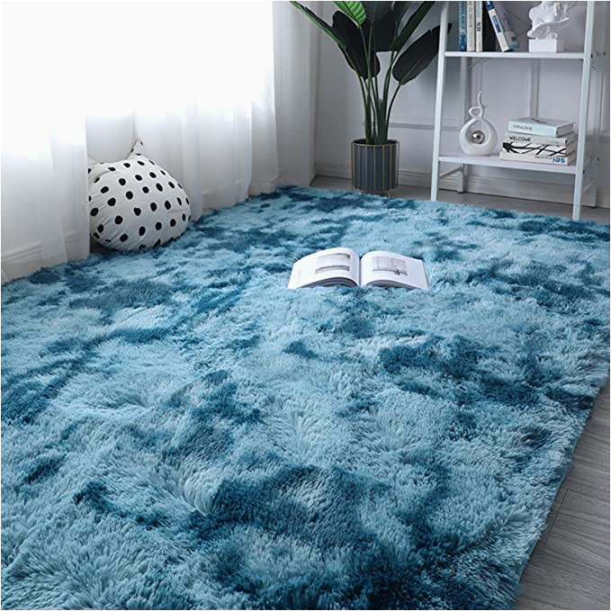 Light Blue Fluffy Rug Leibing Living Room Rug, 140 X 140 Cm, Easy to Clean Thick Rug, Super soft Rug for Living Room, Dining Room, Bedroom or Children’s Room, Blue