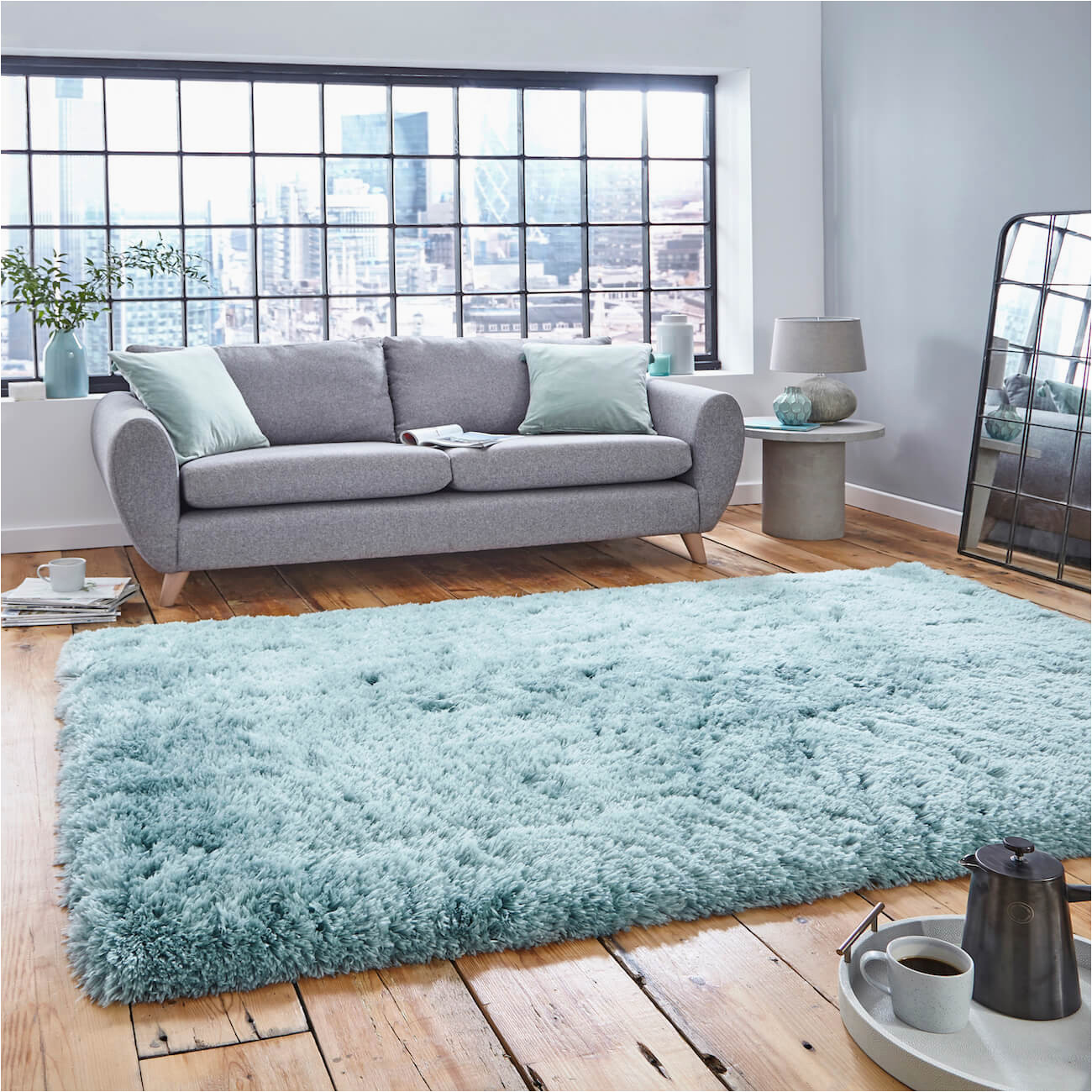 Light Blue Fluffy Rug Shaggy Montapis Pl95 Light Blue