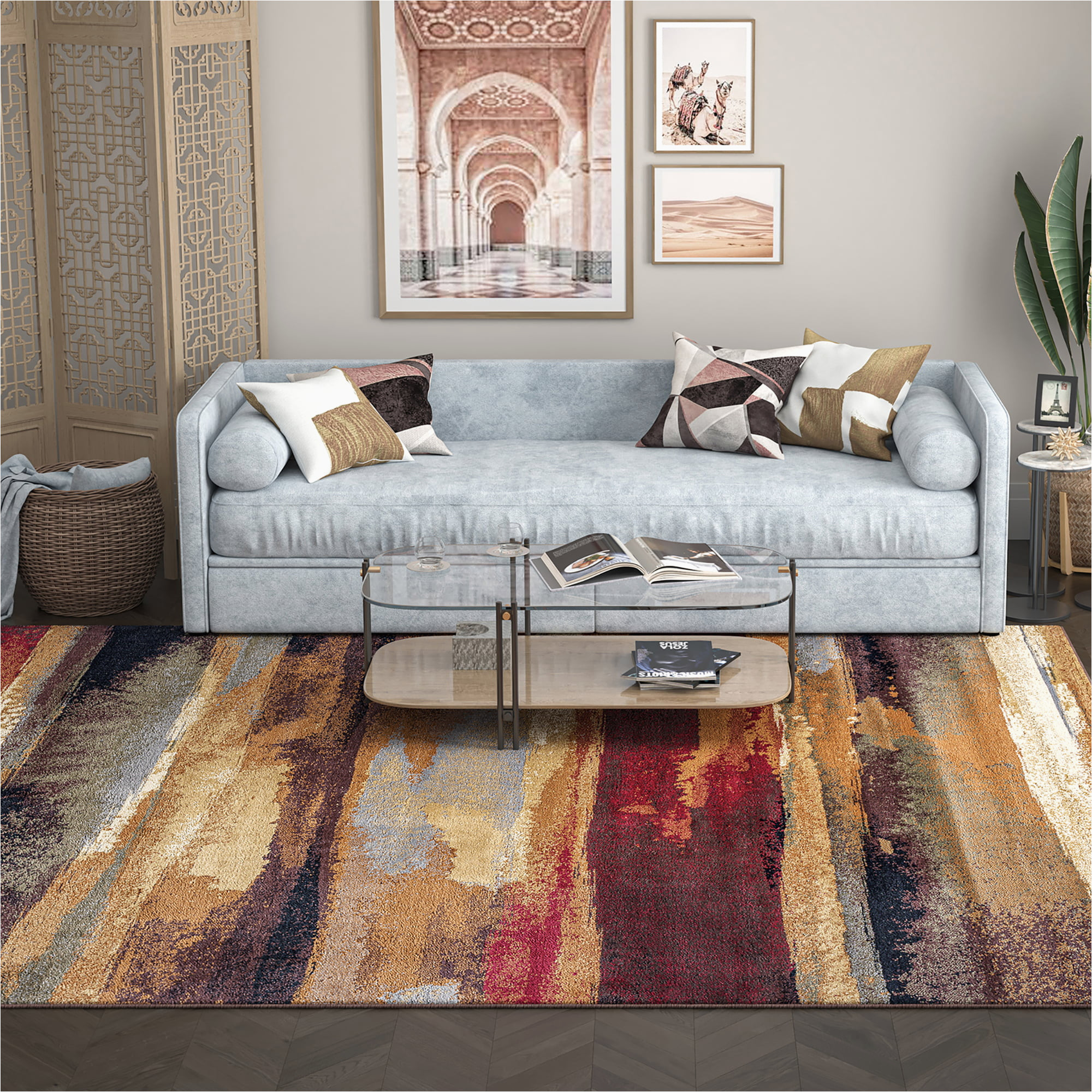 Living Room area Rugs Contemporary Contemporary 9×12 area Rug (8’9” X 12’3”) Abstract Multi-color Living Room Easy to Clean