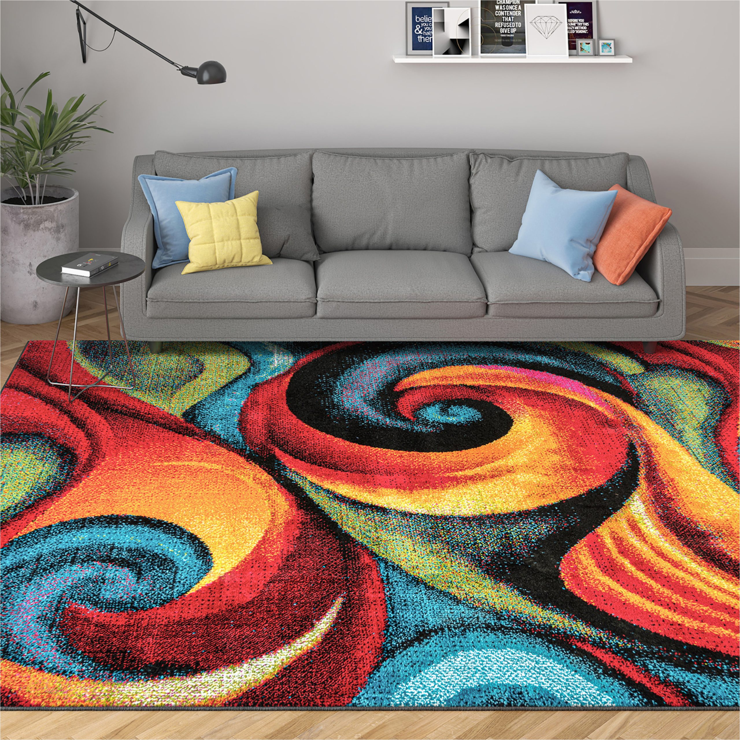 Living Room area Rugs Contemporary Contemporary 9×12 area Rug (8’9” X 12’3”) Abstract Multi-color …