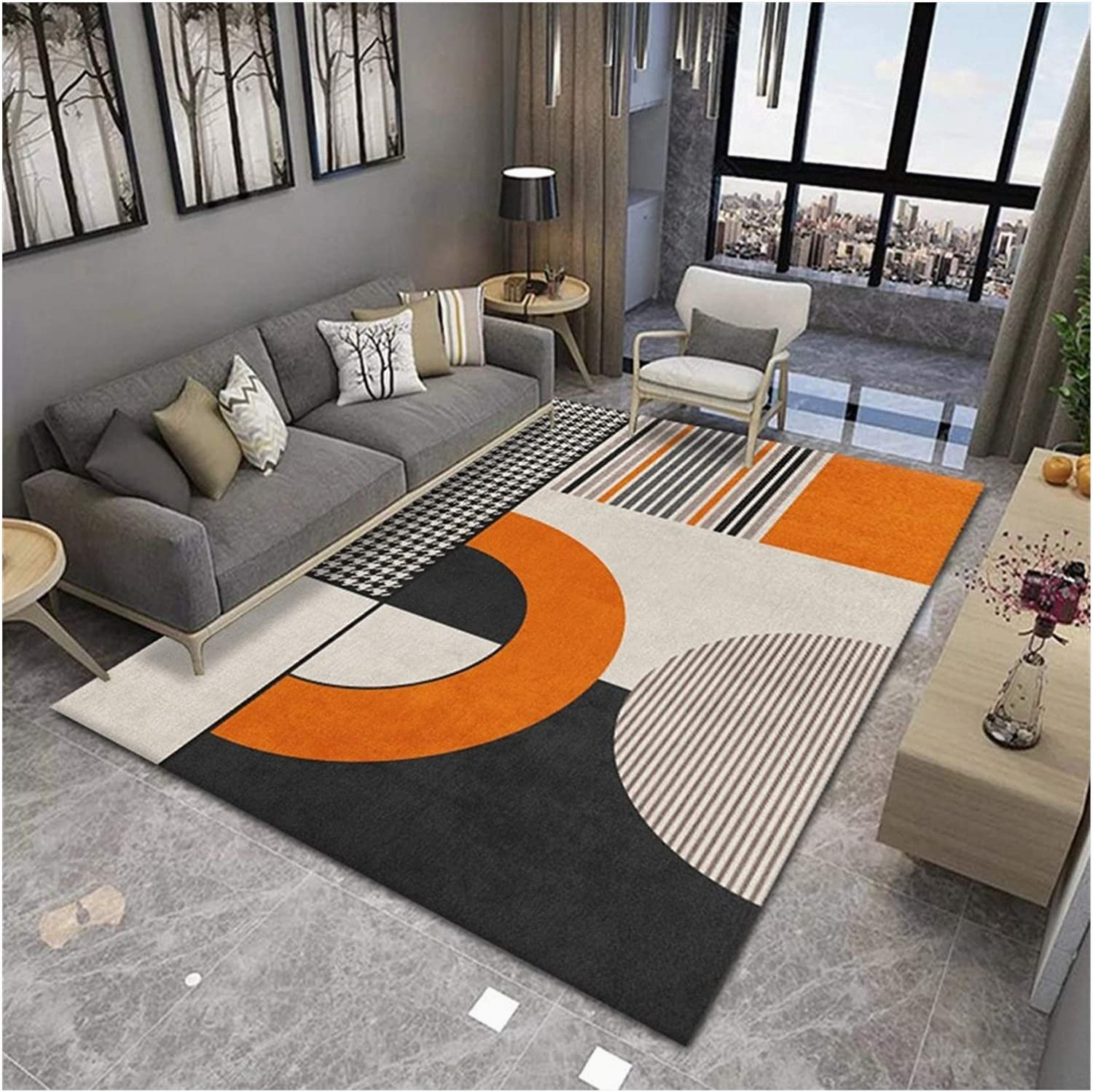 Living Room area Rugs Contemporary Modern Abstract area Rug Contemporary Geometric Pattern Design Rugs Living Room Dining Room soft Low Stack Non-slip Floor Mat (color : D, Size : …