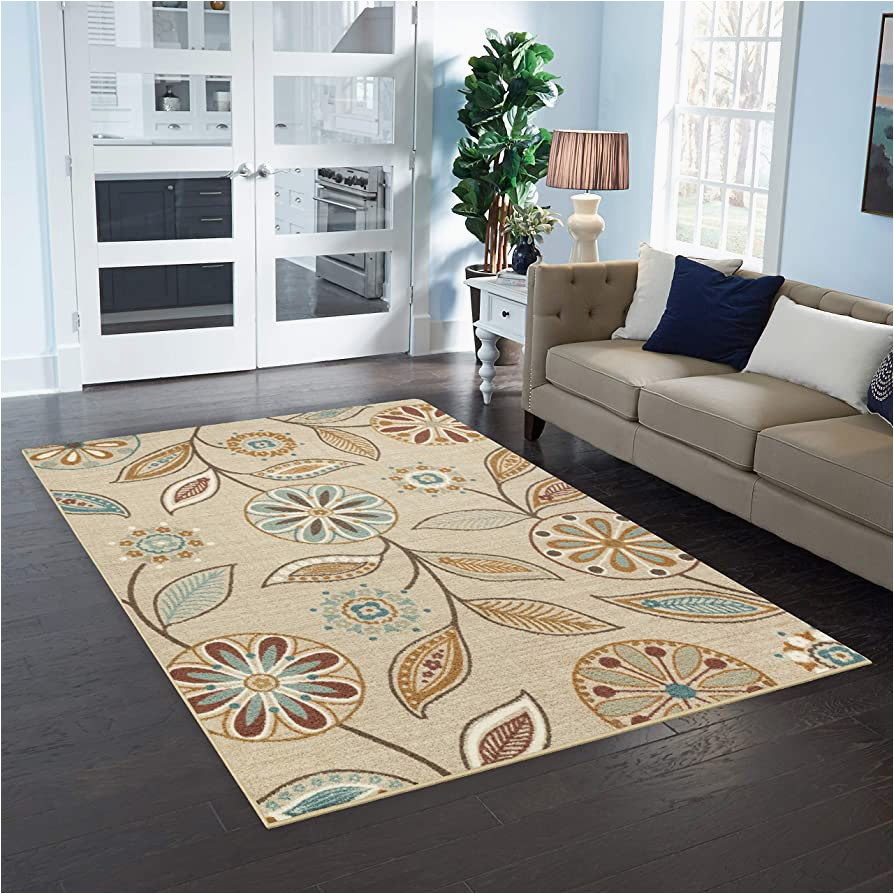 Maples Rugs Bed Bath and Beyond Maples Rugs Reggie Floral area Rugs for Living Room & Bedroom [made In Usa], 5 X 7, Beige