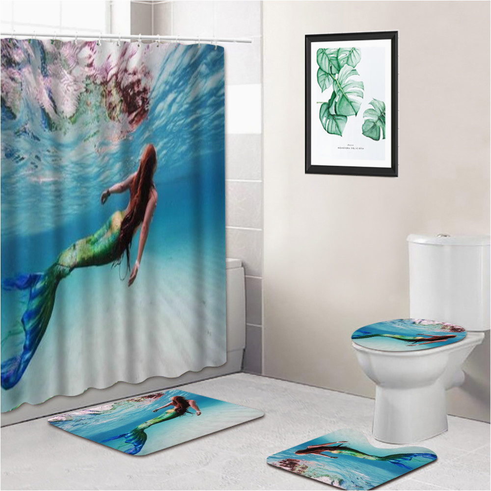 Mermaid Bath Rug Set Blue Ocean Mermaid Bath Rugs and Shower Curtains 4 Pieces Set – Buy 4 Pieces Skid Bathroom Sets Rugs Curtain,4 Pieces Bathroom Mat,bath Rug Set …