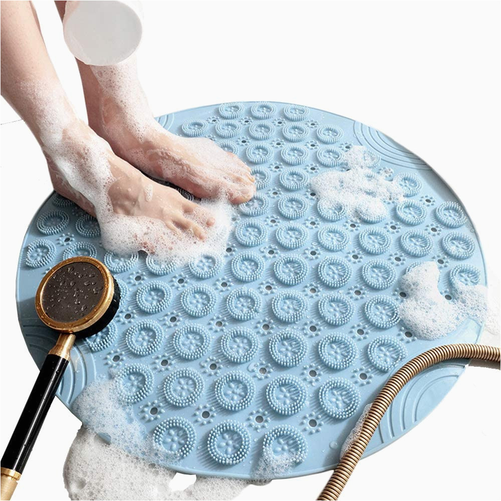 Mildew Resistant Bath Rug Xm-zhhy Bath Mat Non-slip Round Shower Mats Mildew Resistant Bath Mats with Suction Cups Textured Rubber Bath Mats with Drain Hole for Bathroom/toilet …