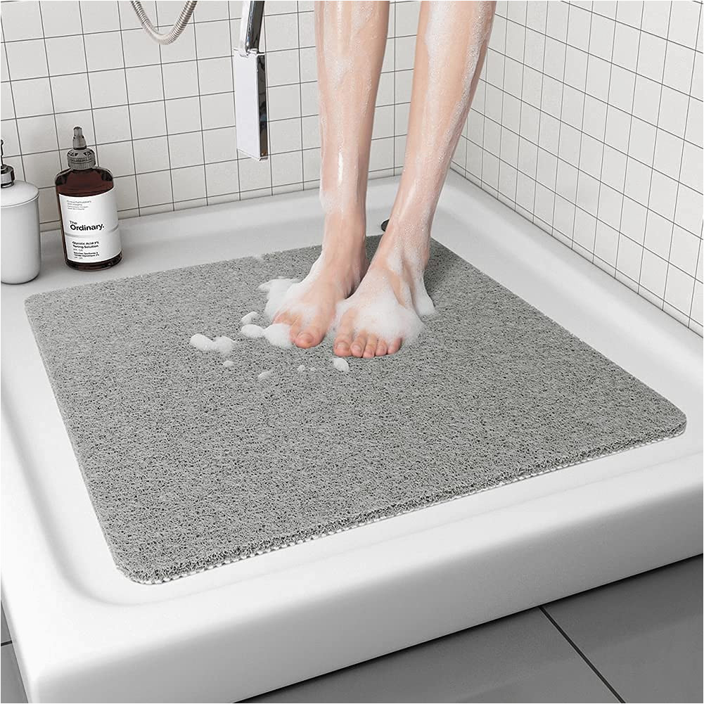 Mold Resistant Bath Rug Square Shower Mat, Non Slip Anti Mold Bath Mat, Loofah Shower …