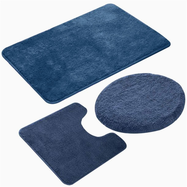 Navy Blue Bath Rug Walmart 3 Piece Bath Rug Set (navy Blue) Non-slip solid Pattern Bathroom Rug (20″x31″)/large Contour Mat (20″x20″) with Lid Cover (18″x20″)
