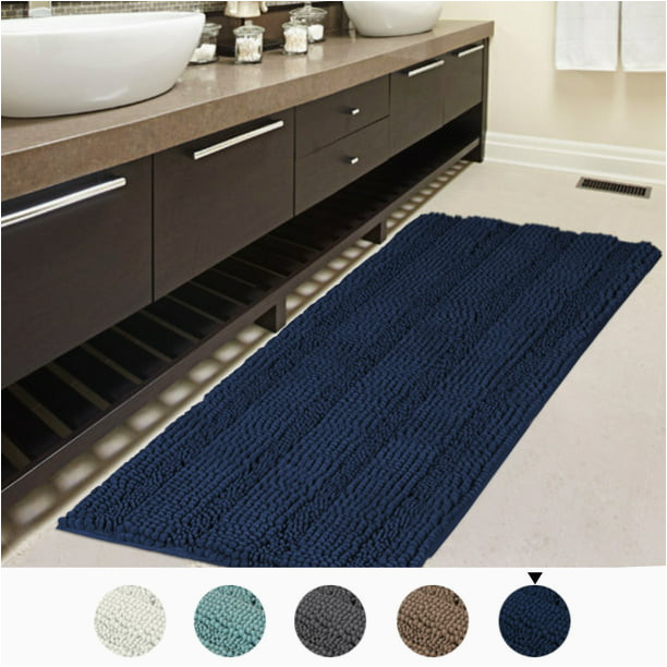 Navy Blue Bath Rug Walmart 47×17 Inch Oversize Non-slip Bathroom Rug Shag Shower Mat soft Thick Floor Mat Machine-washable Bath Mats with Water Absorbent soft Microfibers Long …