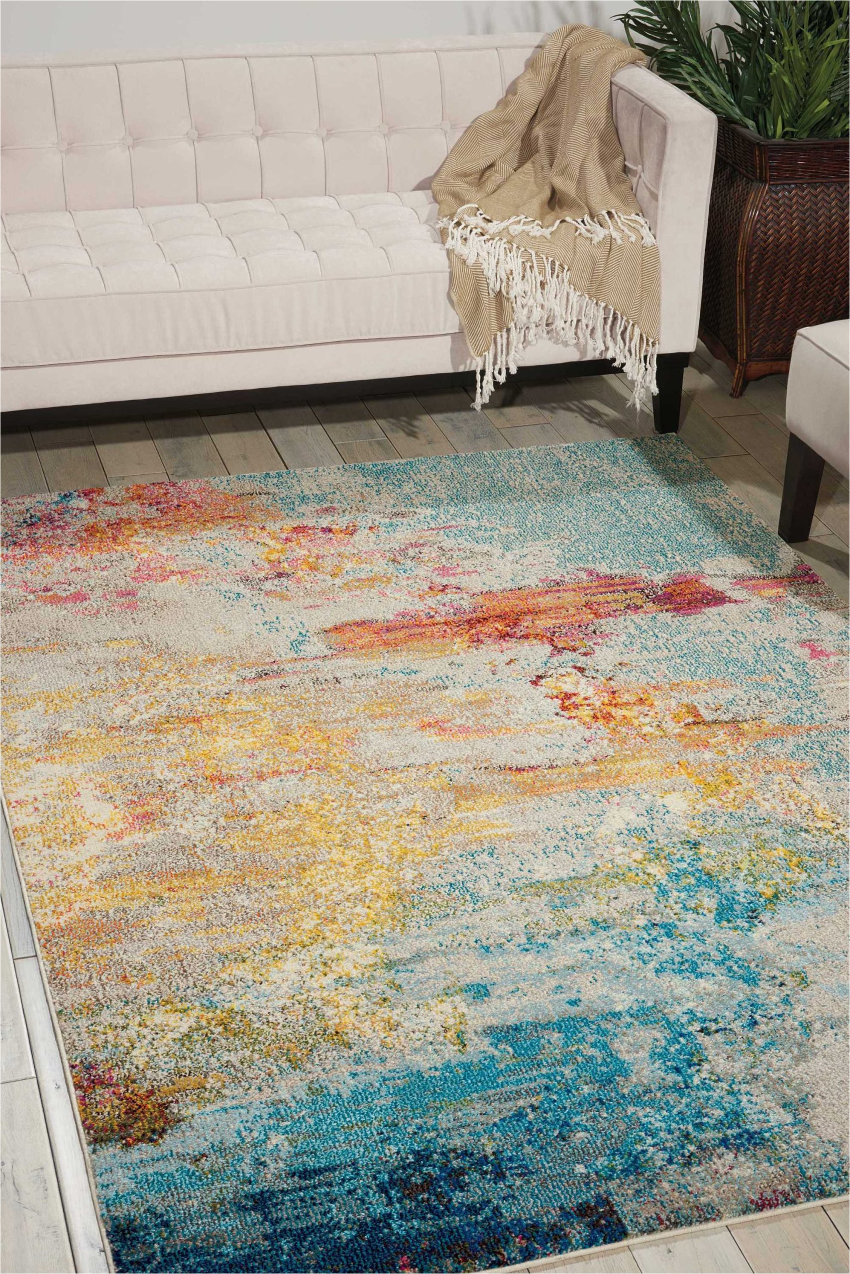 Nourison Celestial Modern Abstract area Rug Nourison Celestial Abstract Sealife 6’7″ X 9’7″ area Rug, (7×10)