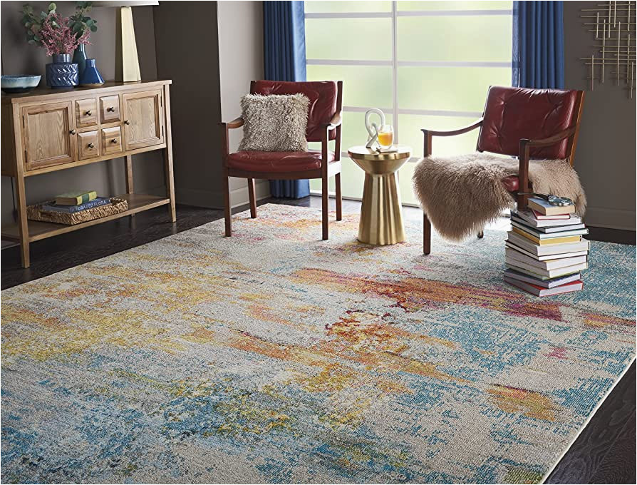 Nourison Celestial Modern Abstract area Rug Nourison Celestial Modern Abstract Sealife 6′ X 9′ area Rug, Easy Cleaning, Non Shedding, Bed Room, Living Room, Dining Room, Kitchen (6×9)
