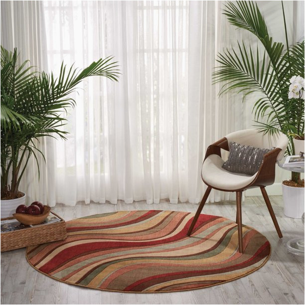 Nourison somerset Multicolor area Rug Nourison somerset Striped Multicolor 5’6″ X Round area Rug, (6 Round)