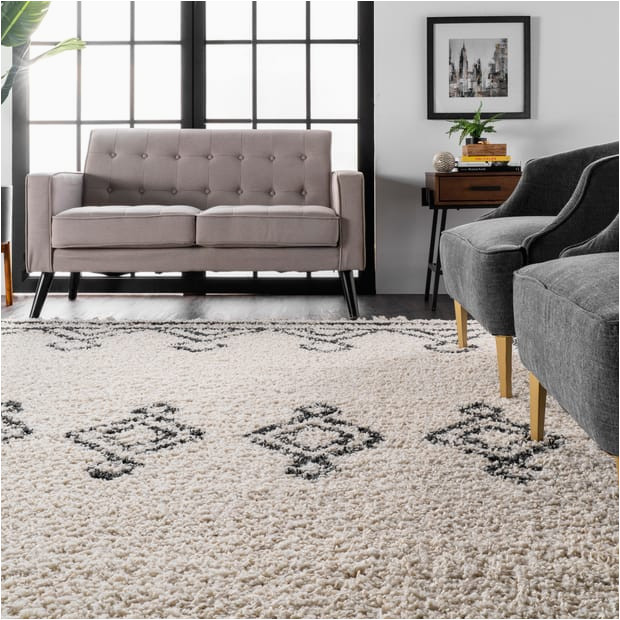 Off White Tribal Moroccan Tassel area Rug Off White Moroccan Diamond Drop Tassel area Rug