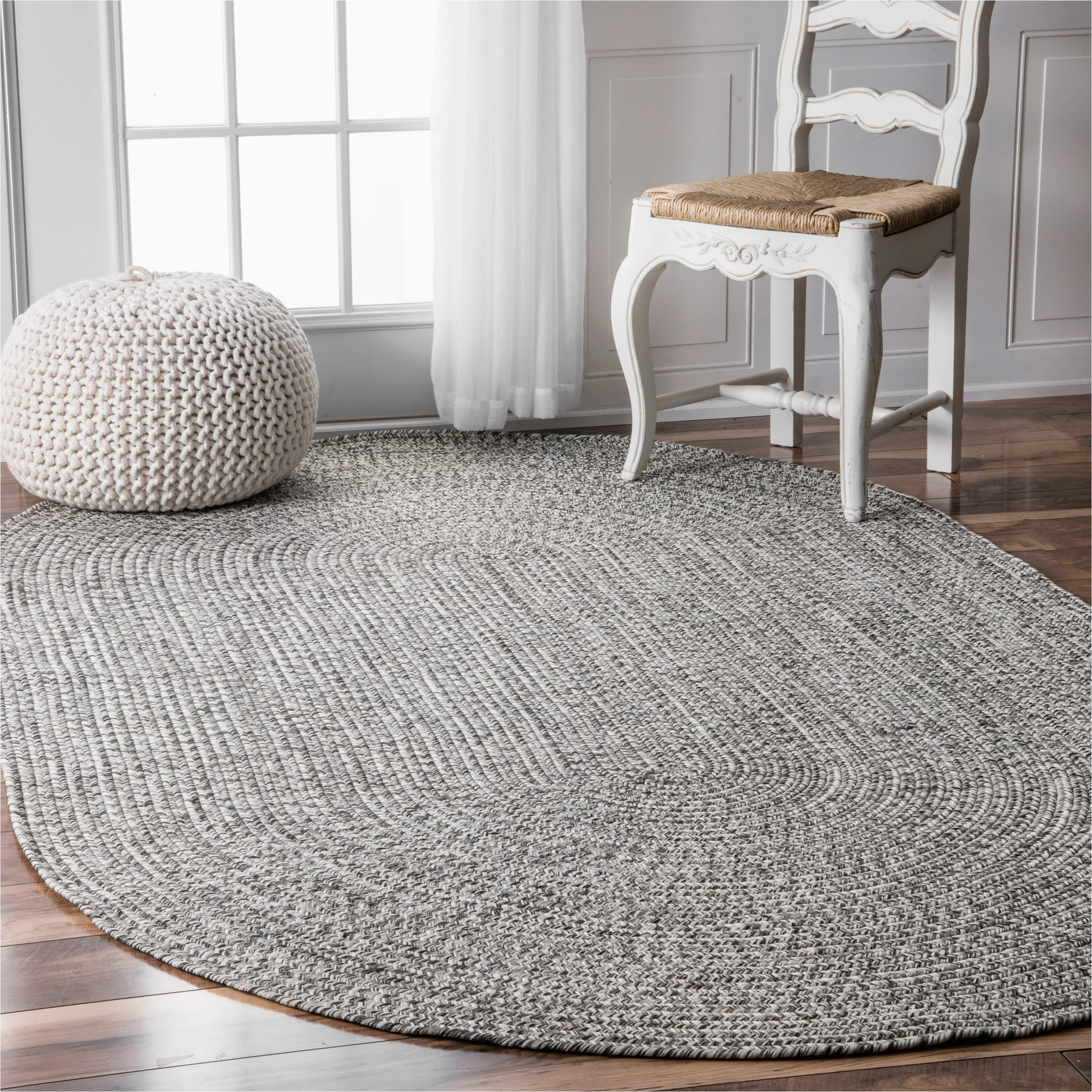 Oval area Rugs 9 X 12 Nuloom 9 X 12 Braided Salt and Pepper Oval Indoor/outdoor solid …
