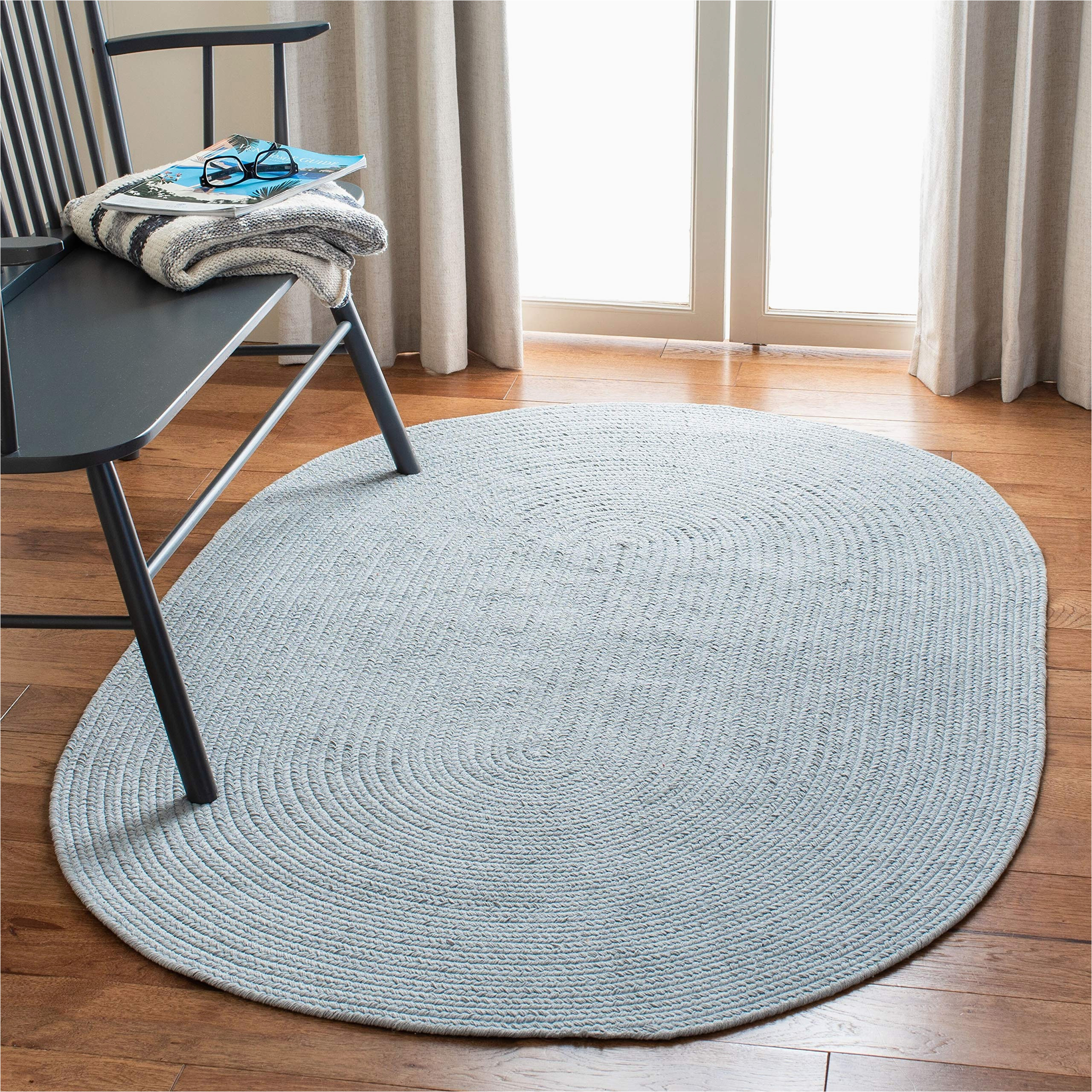 Oval area Rugs 9 X 12 Safavieh Braided Collection 9′ X 12′ Oval Light Blue Brd176a Handmade Country Cottage Reversible Cotton area Rug
