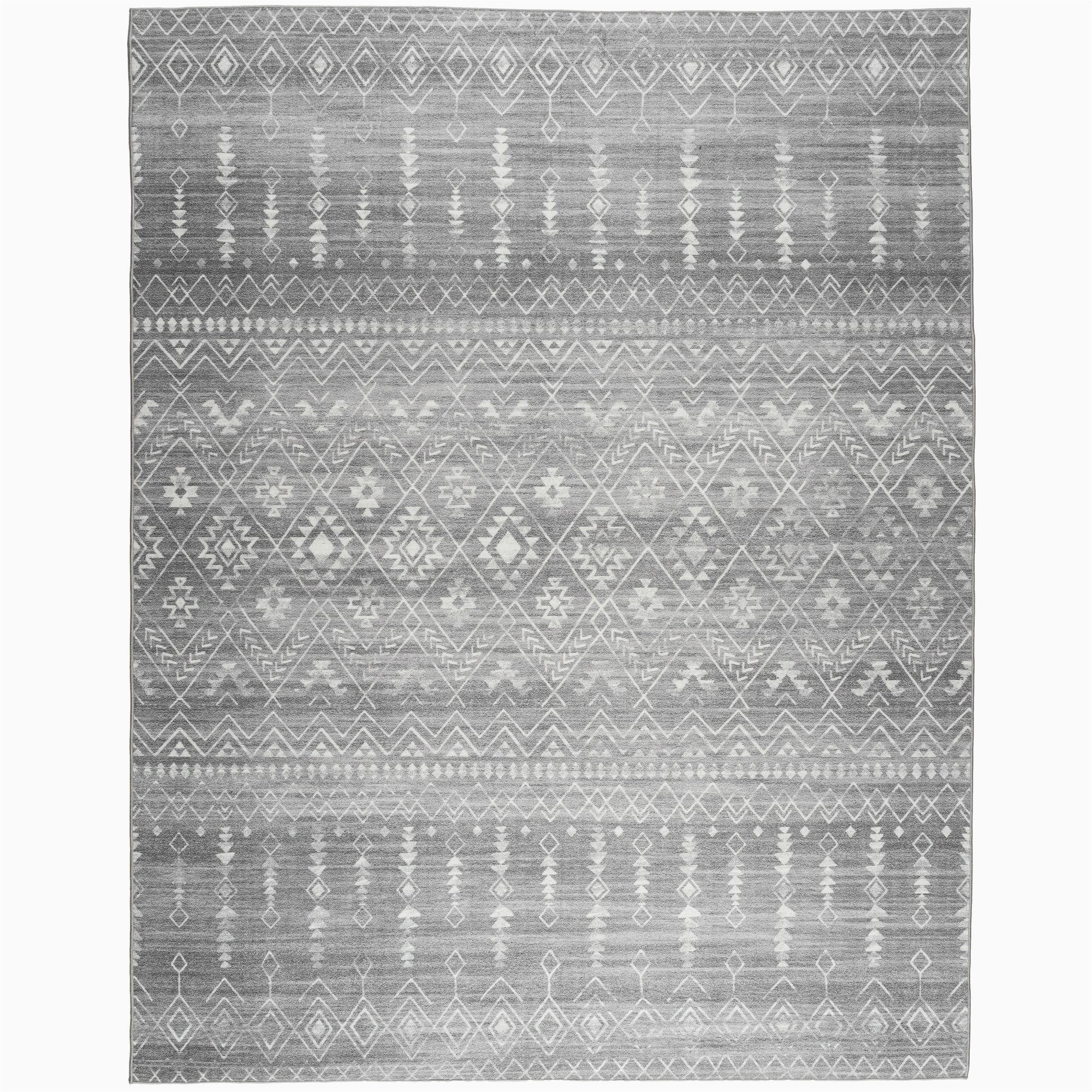 Patel Dark Gray area Rug Realife Rugs Machine Washable Moroccan Gray Eco-friendly Recycled Fiber area Runner Rug (3′ X 5′)