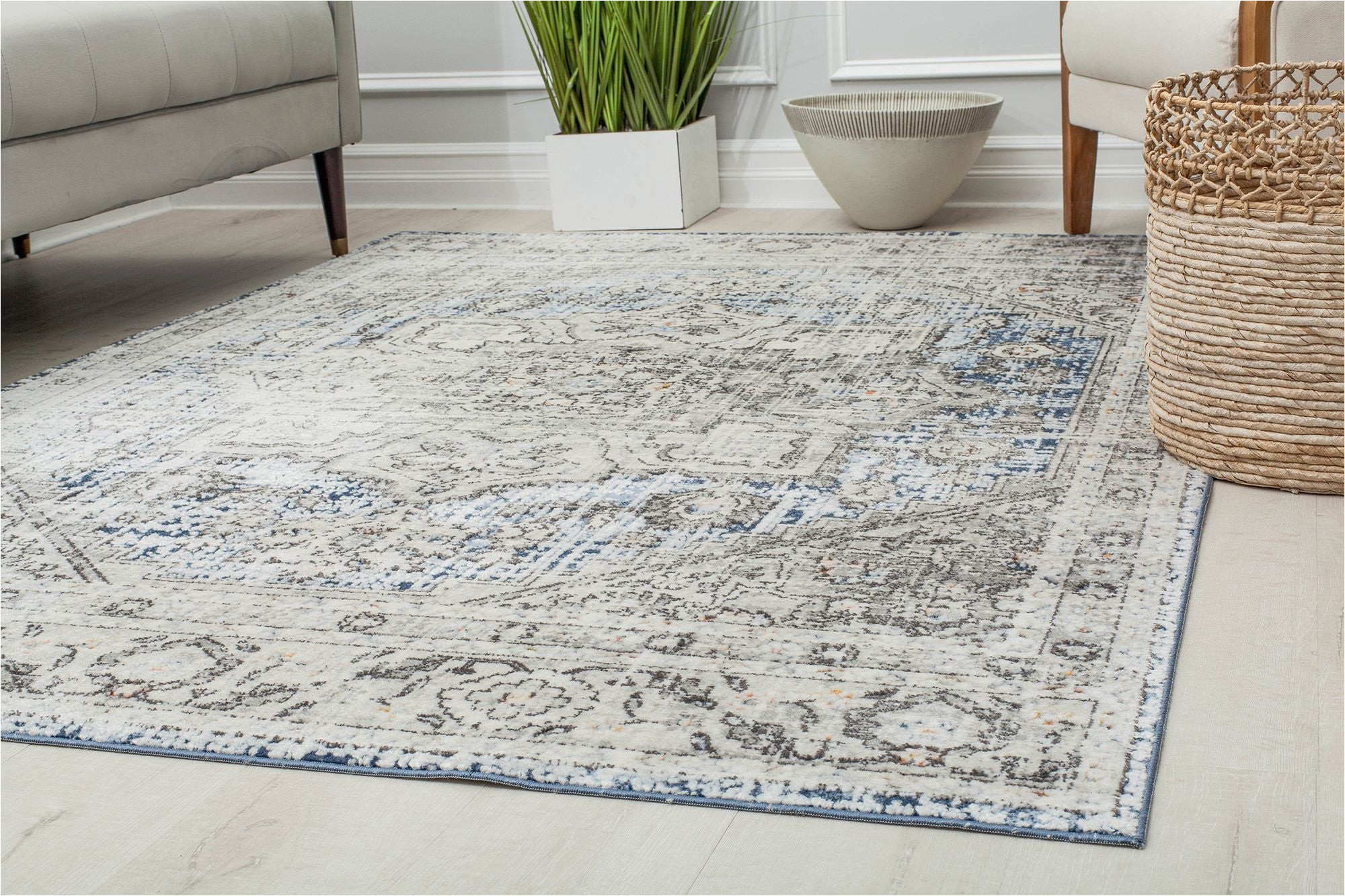 Pier One area Rug Sale Transitional Vintage Magnolia Gray and Blue Rug