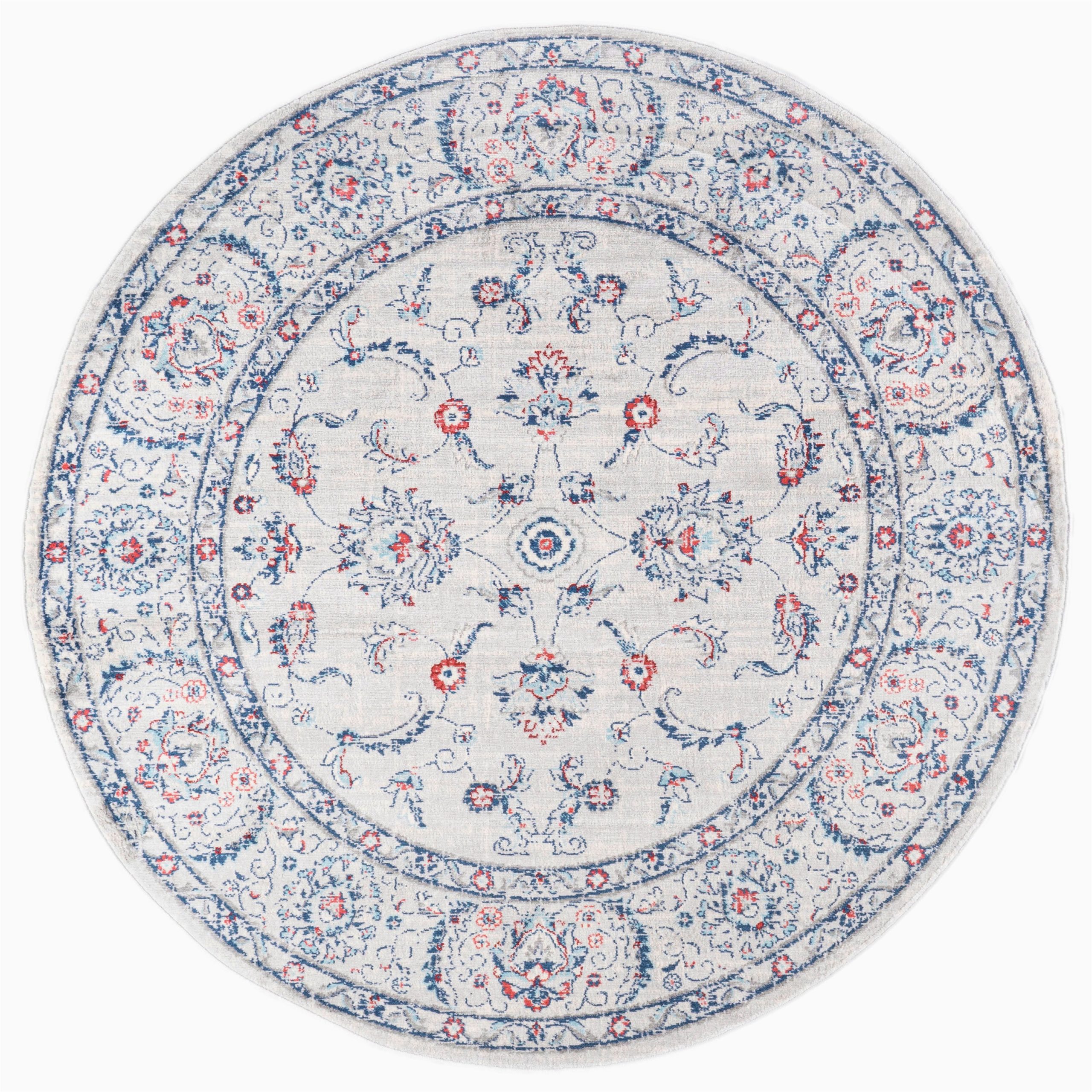 Pier One Round area Rugs Modern Persian Vintage Medallion Light Grey/red 5′ Round area Rug …