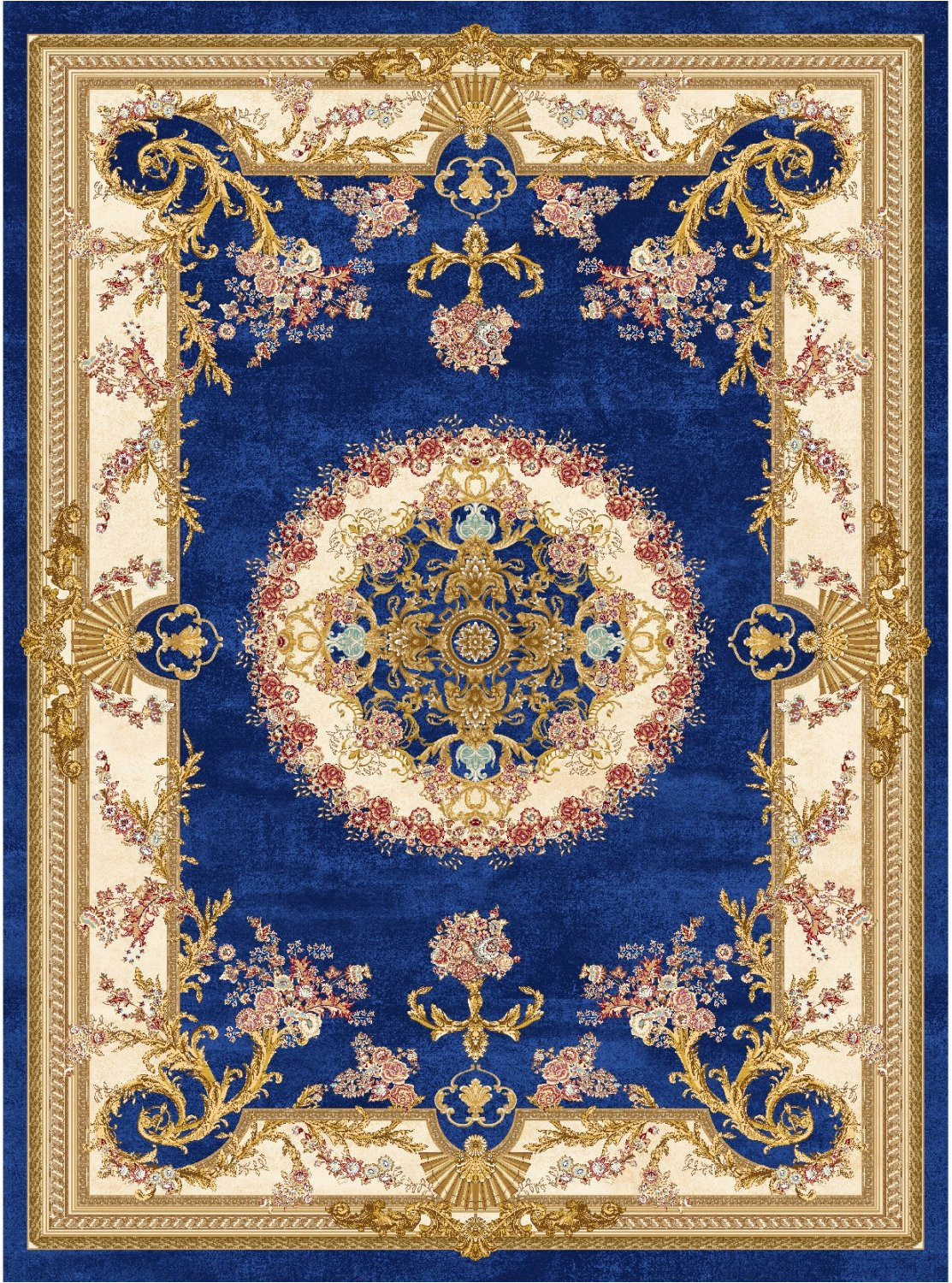 Royal Blue and Gold Rug Wilton-teppich – Marand (blau) – Trendcarpet.de