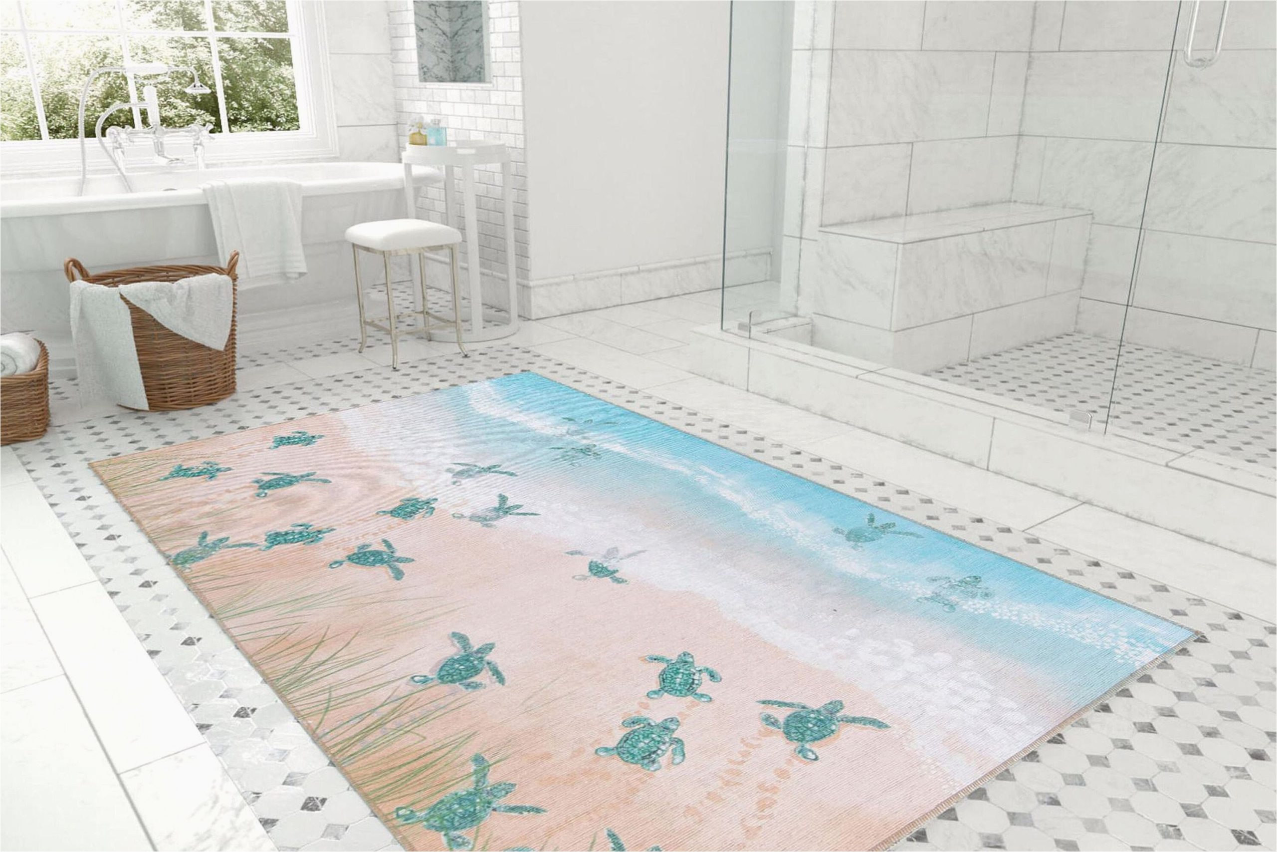 Sea Turtle Bath Rug Caretta Bathroom Rug & Mat Sea Turtle Aqua Designer Mats Rugs …