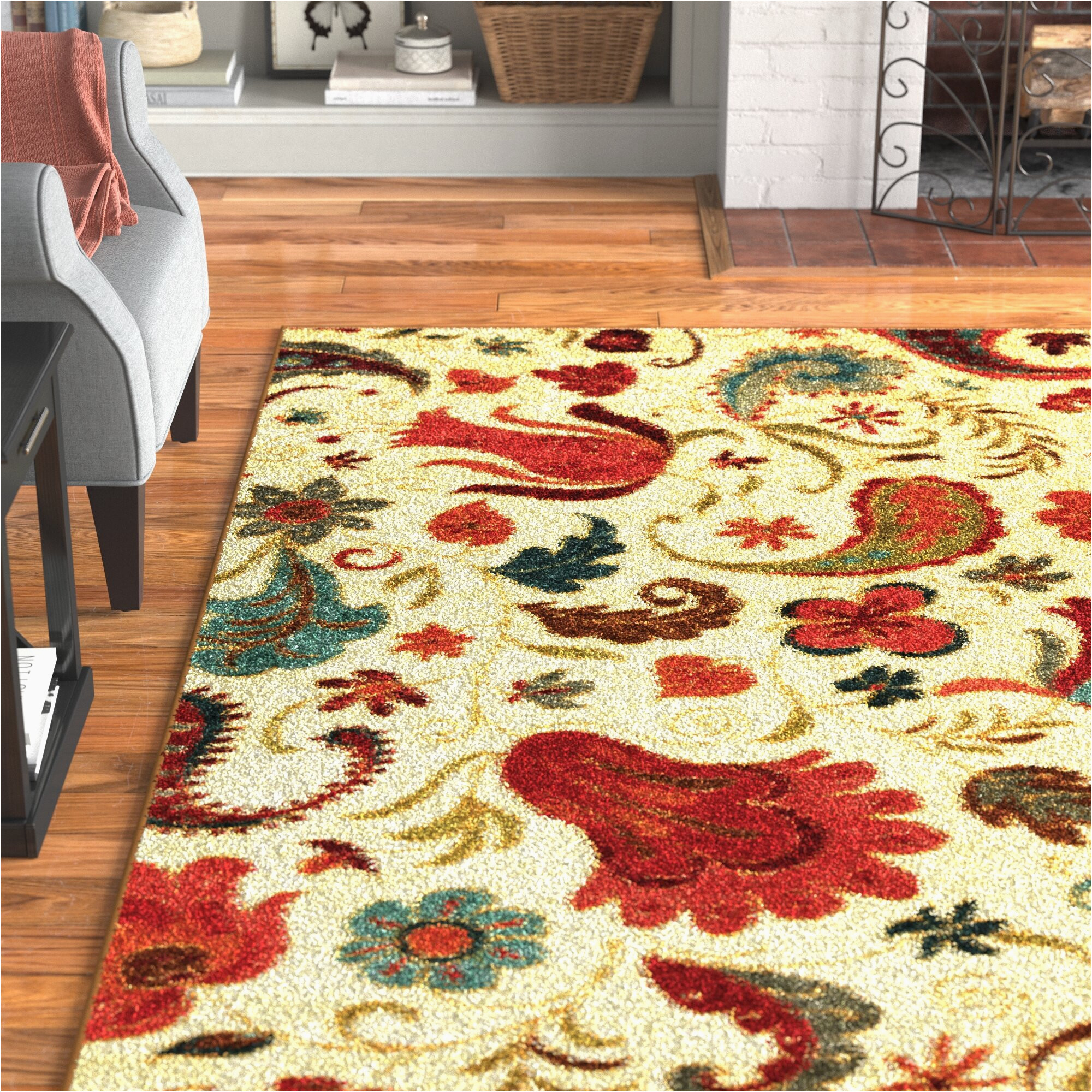 Singletary Wool Red Beige area Rug Santaclara Floral Tufted Red/beige area Rug