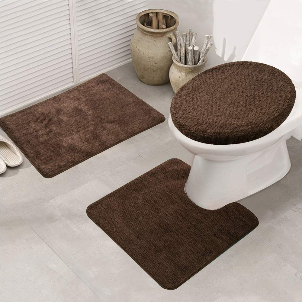 Target Contour Bath Rug Mifxin Bathroom Rug Set 3 Piece Non-slip soft Absorbent Bath Mats solid Color Floor Mat U-shaped Contour toilet Mat toilet Lid Cover for Tub Shower & …