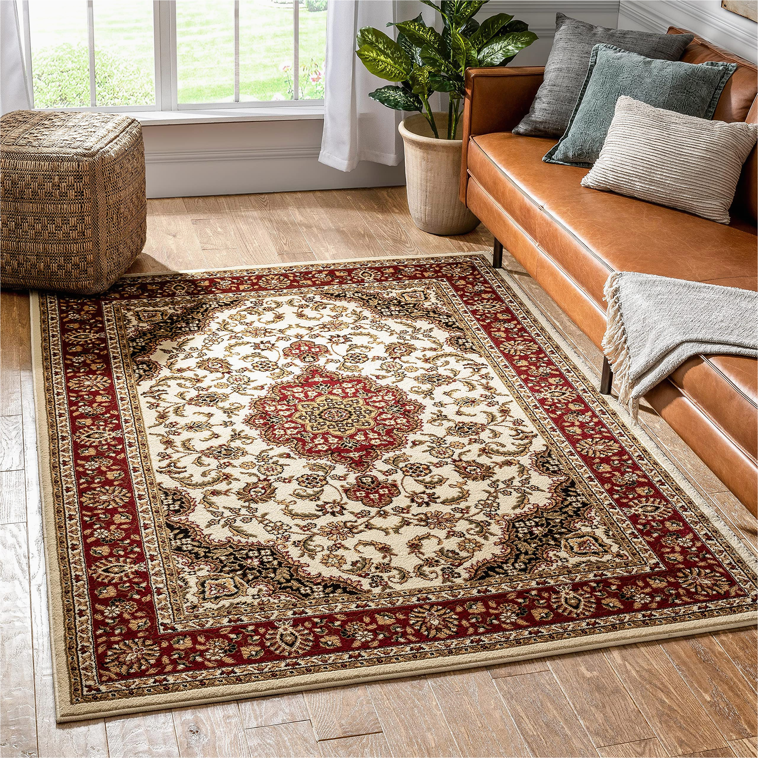 Traditional area Rugs for Dining Room Amazon.com: Noble Medallion Ivory Persian Floral oriental formal …