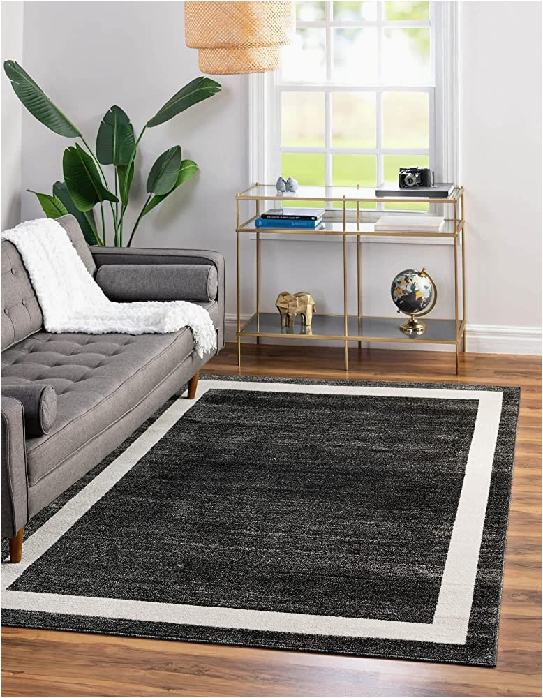 Unique Loom Del Mar Collection Contemporary Transitional Gray area Rug Unique Loom Del Mar Collection area Rug-transitional Inspired with Modern Contemporary Design, Rectangular 10′ 0″ X 13′ 0″, Black/ivory