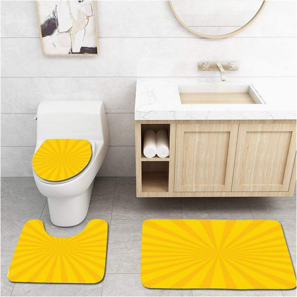 Walmart Yellow Bath Rugs Chaplle Yellow Retro Vintage Style Sun Rays 3 Piece Bathroom Rugs Set Bath Rug Contour Mat and toilet Lid Cover