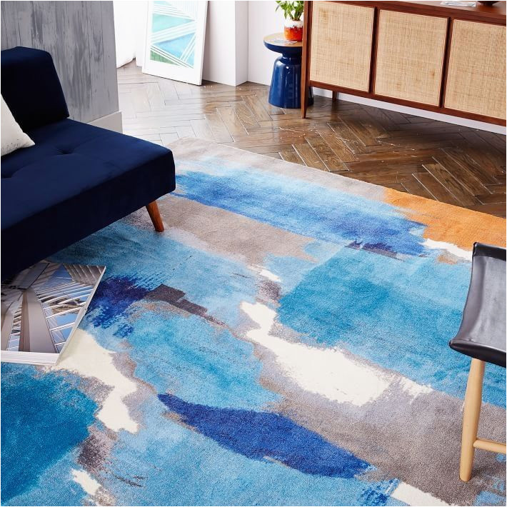 West Elm Rugs Blue Abstract Blue Rug with orange Accents From West Elm – Decoist …