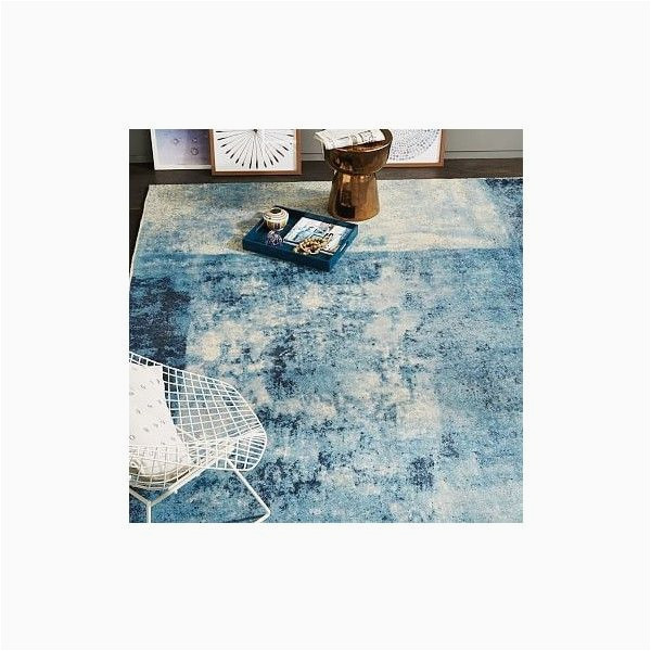 West Elm Rugs Blue West Elm West Elm Distressed Rococo Wool Rug, Blue Lagoon, 2.5’x7 …