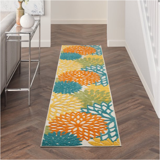 3 X 10 area Rug Nourison Aloha Indoor/outdoor Tropical Floral Turquoise Multicolor 2’3″ X 10′ area Rug, (10′ Runner)