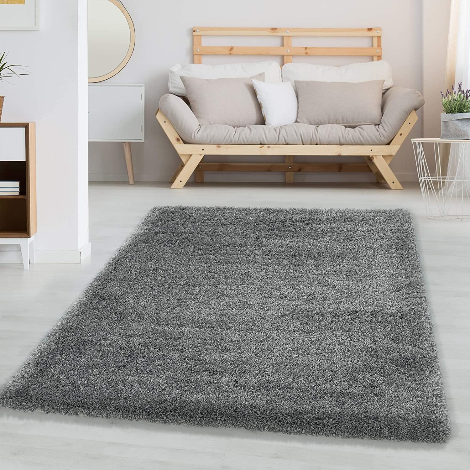 Area Rugs at Rooms to Go Living Room Rug High Pile Super soft Shaggy Pile soft Colour Light Grey Size: 80 Cm Round