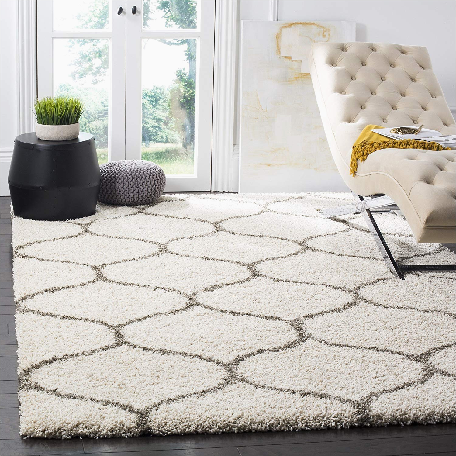 Best Place to Buy area Rugs In atlanta Global Home Carpet Shag Collection Moroccan Diamond Trellis Modern area Rug Carpet 2×5 Feet Runner Ivory & Grey.