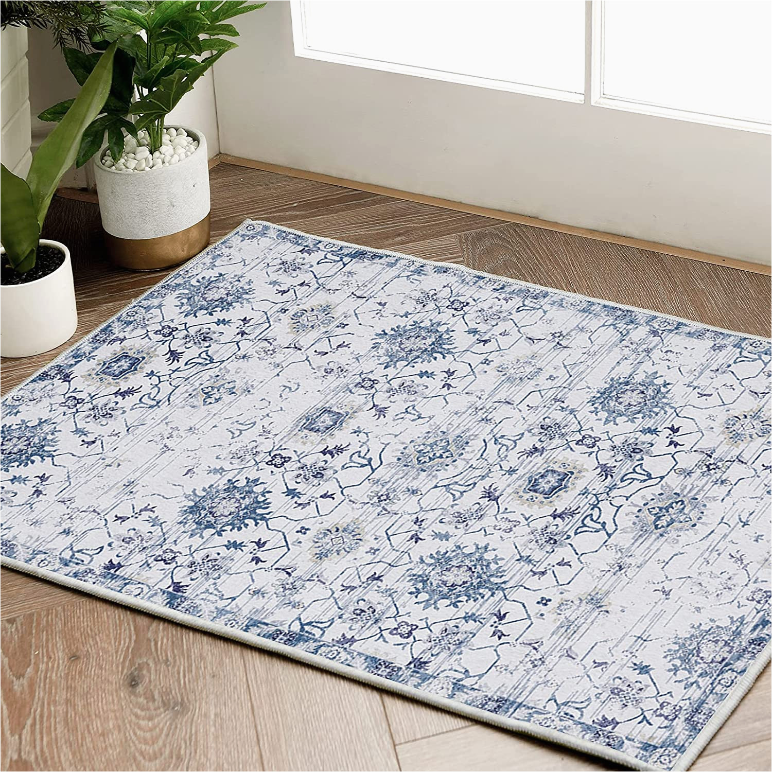 Blue and White Floral area Rugs Vintage Persian Floral Navy Blue area Rug â Jinchan Rugs