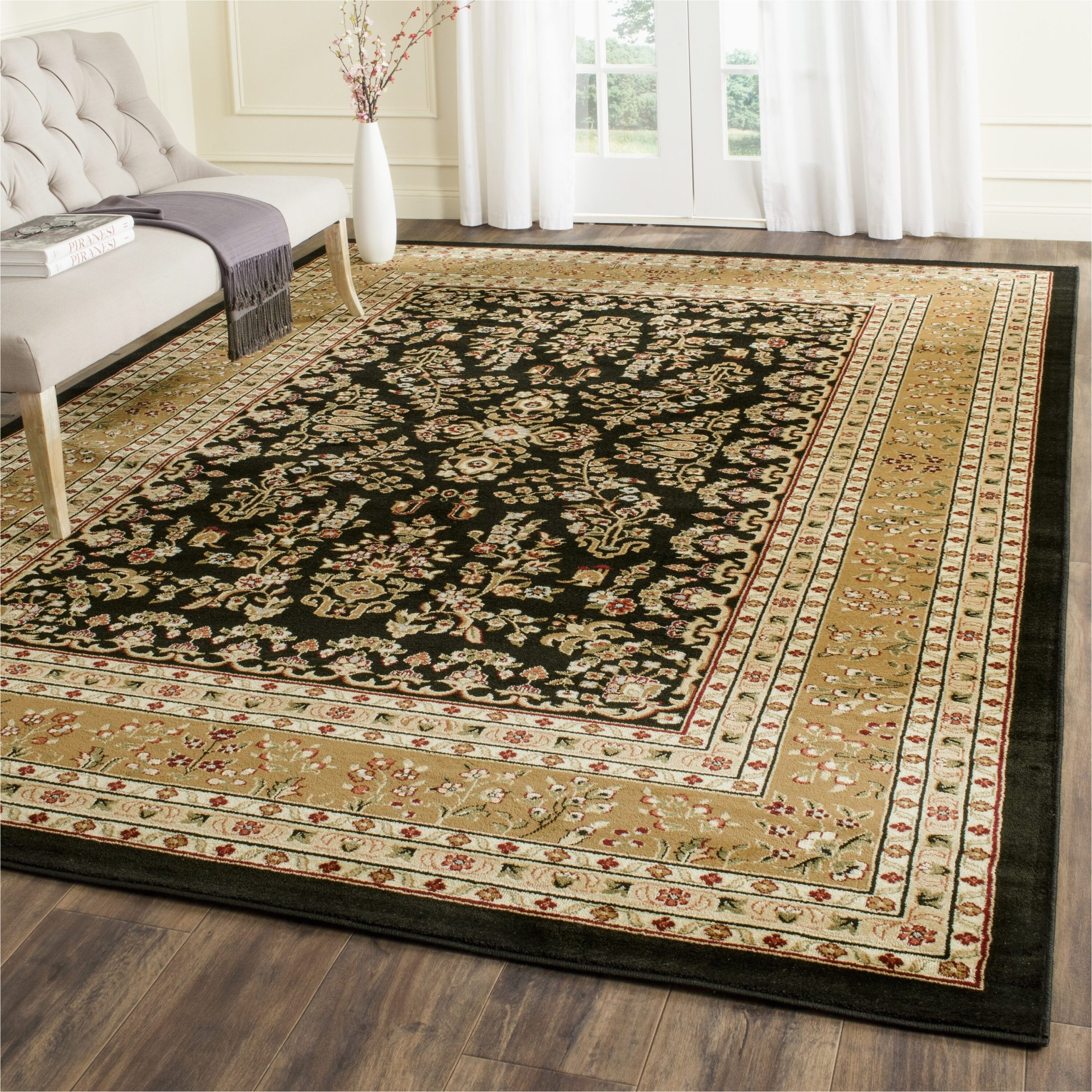 Home Depot oriental area Rugs Safavieh Lyndhurst Hamadan 9 X 12 Black/tan Indoor Floral …