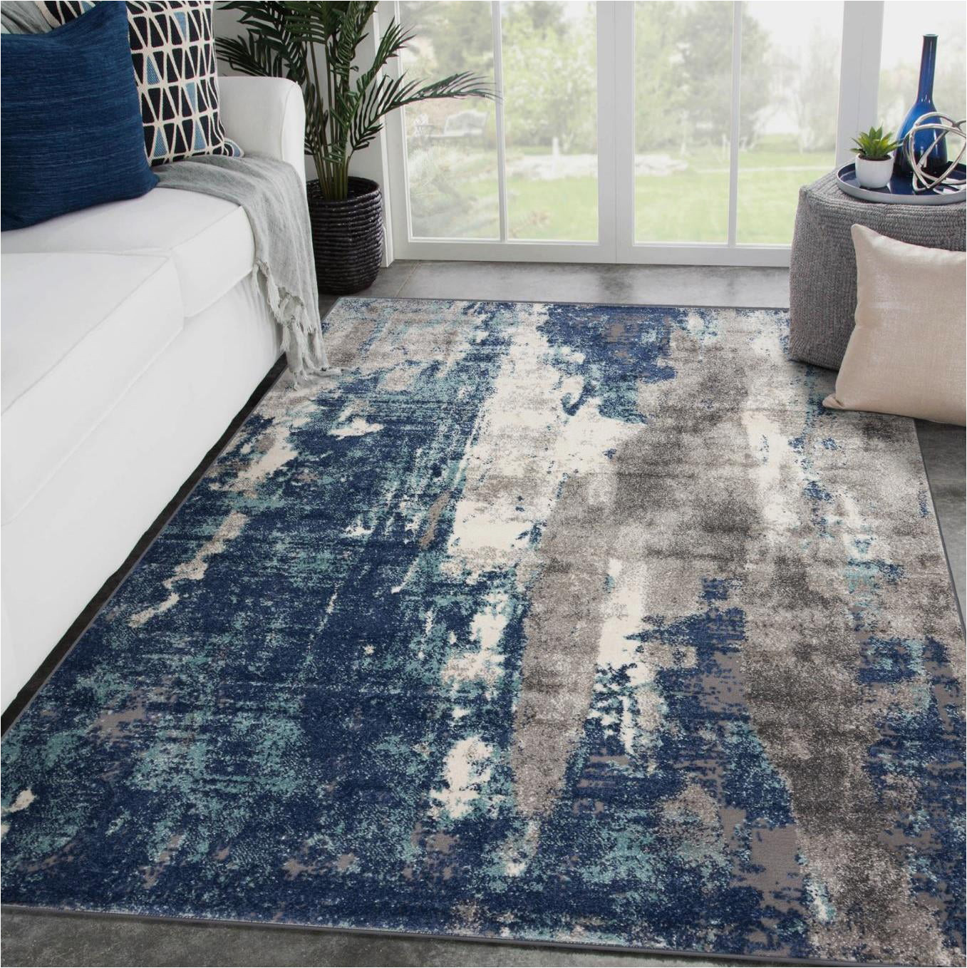 Light Blue area Rug 9×12 Luxe Weavers Modern area Rug Abstract Pattern – Dark Blue, Light Blue / 9 X 12