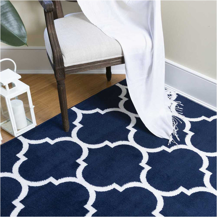 Ottomanson Royal Collection Contemporary Moroccan Trellis Design area Rug Royal Collection Contemporary Moroccan Trellis Design area Rugs – Navy