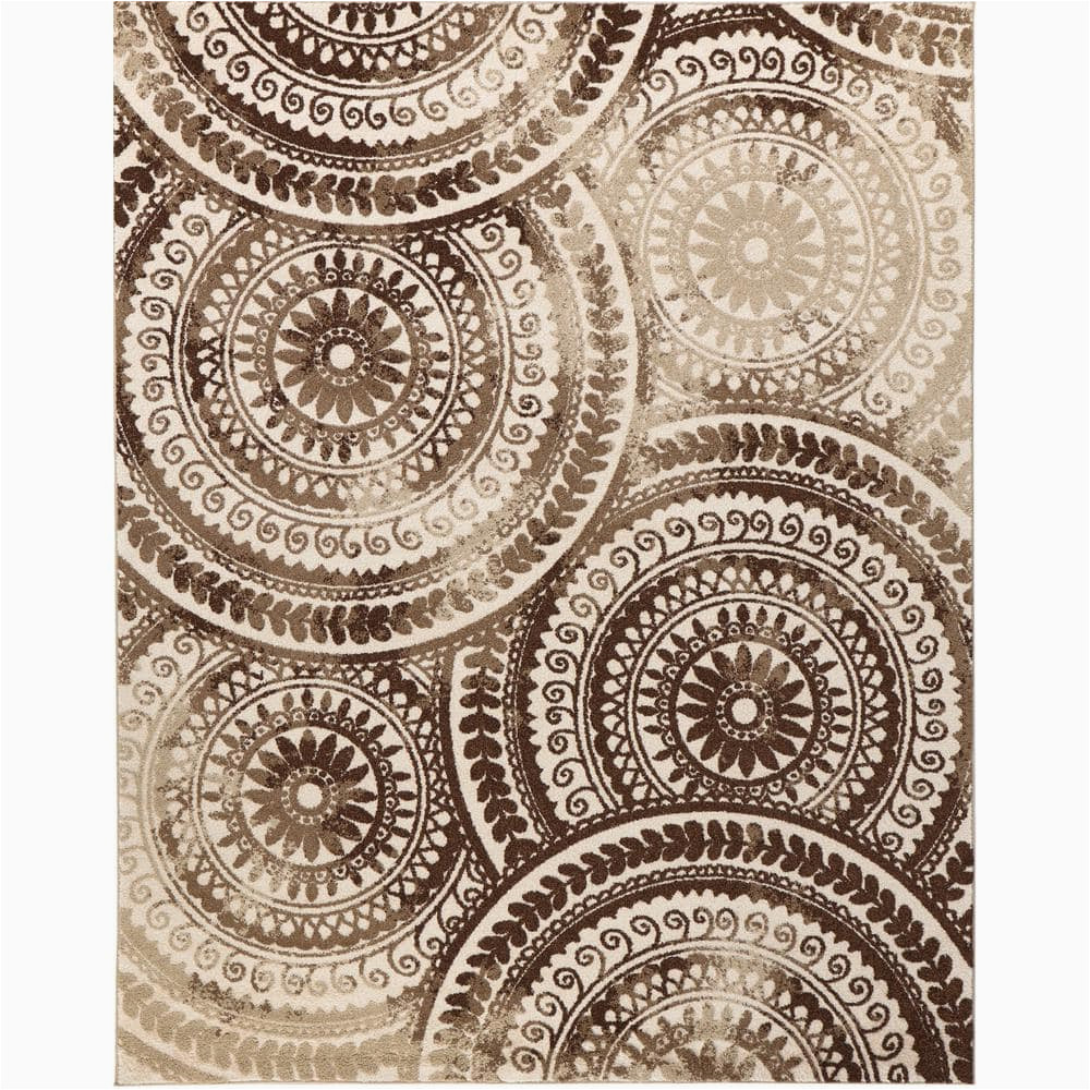 Spiral Medallion area Rug Home Depot Stylewell Spiral Medallion Ivory/brown 5 Ft. X 7 Ft. Geometric area Rug 55315 – the Home Depot