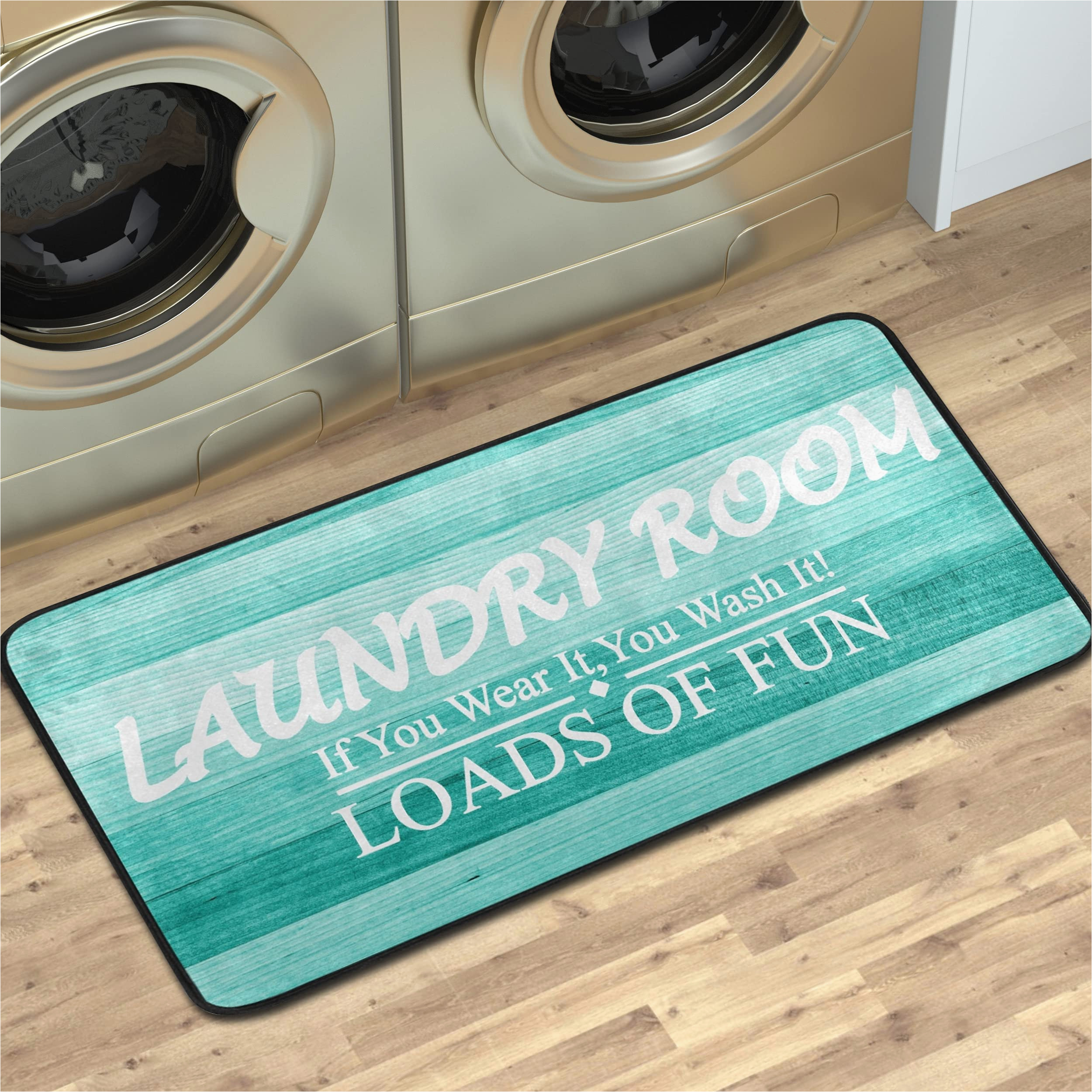 Washing area Rug at Laundromat Teal Turquoise Laundry Room Rug Washing Machine Room Runner Mats Non Slip Farmhouse Carpet Laundry Decor area Rugs 39 X 20 Inch